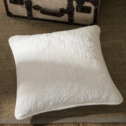 Tache Cotton Ivory White Paisley Damask Matelassé Powder Snow Cushion Covers / Euro Sham (JHW-643) - - Euro Sham / Cushion Cover