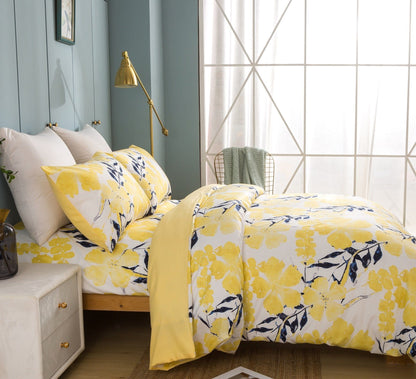 Tache Microfiber Watercolor Tropical Floral Yellow Blue Duvet Cover (JHW-841) - - Duvet Cover