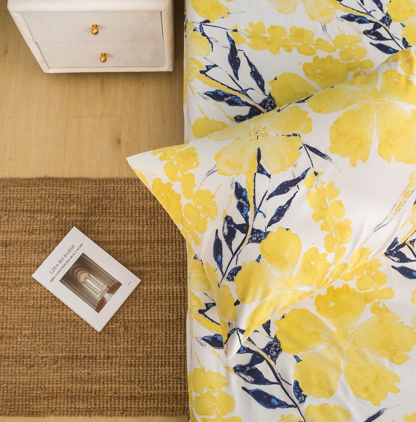 Tache Microfiber Watercolor Tropical Floral Yellow Blue Pillowcase (JHW-841) - - Pillowcase