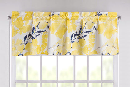 Tache Microfiber Watercolor Tropical Floral Yellow Blue Window Treatment Valance (JHW-841) - - Valance