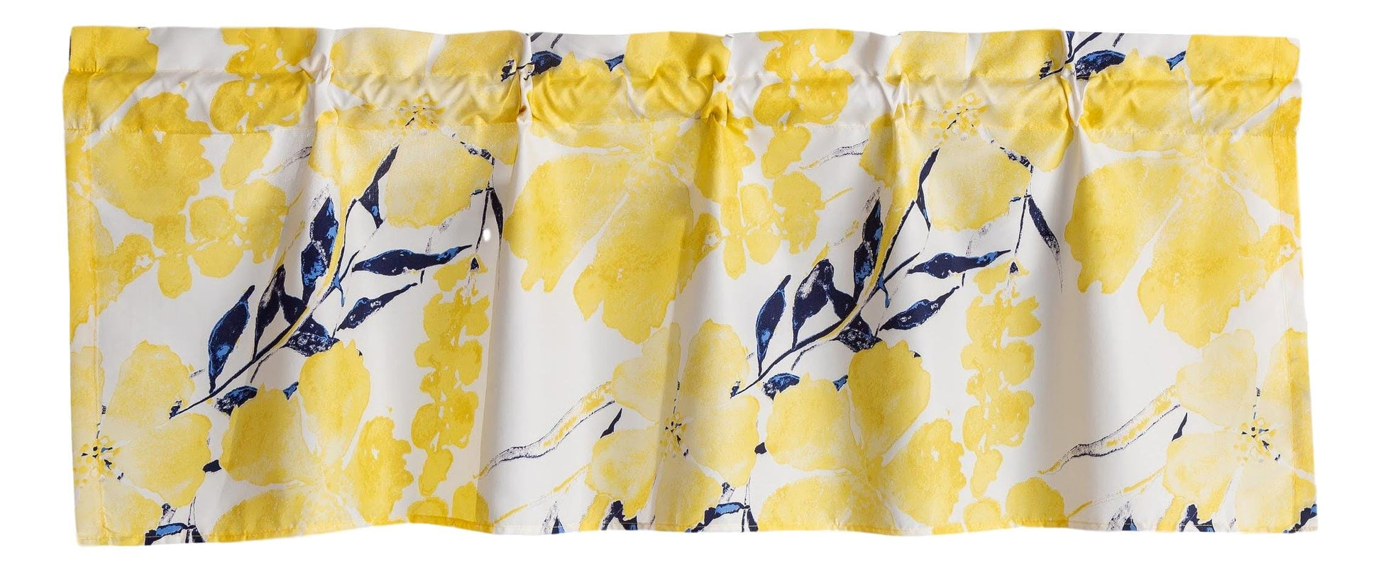 Tache Microfiber Watercolor Tropical Floral Yellow Blue Window Treatment Valance (JHW-841) - - Valance