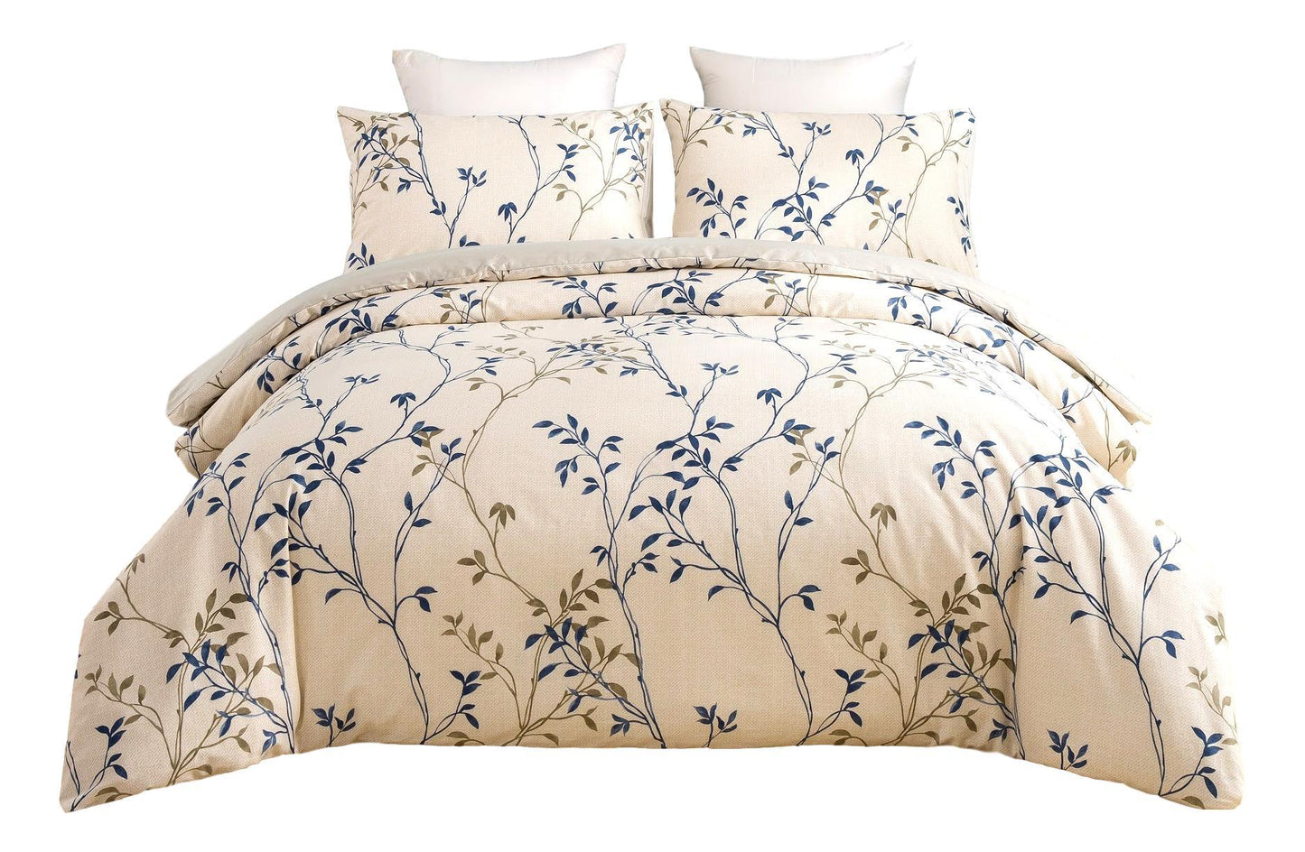 Tache Poplin Cotton Elegant Leaf Vine Cream Beige Duvet Cover (JHW-842) - - Duvet Cover