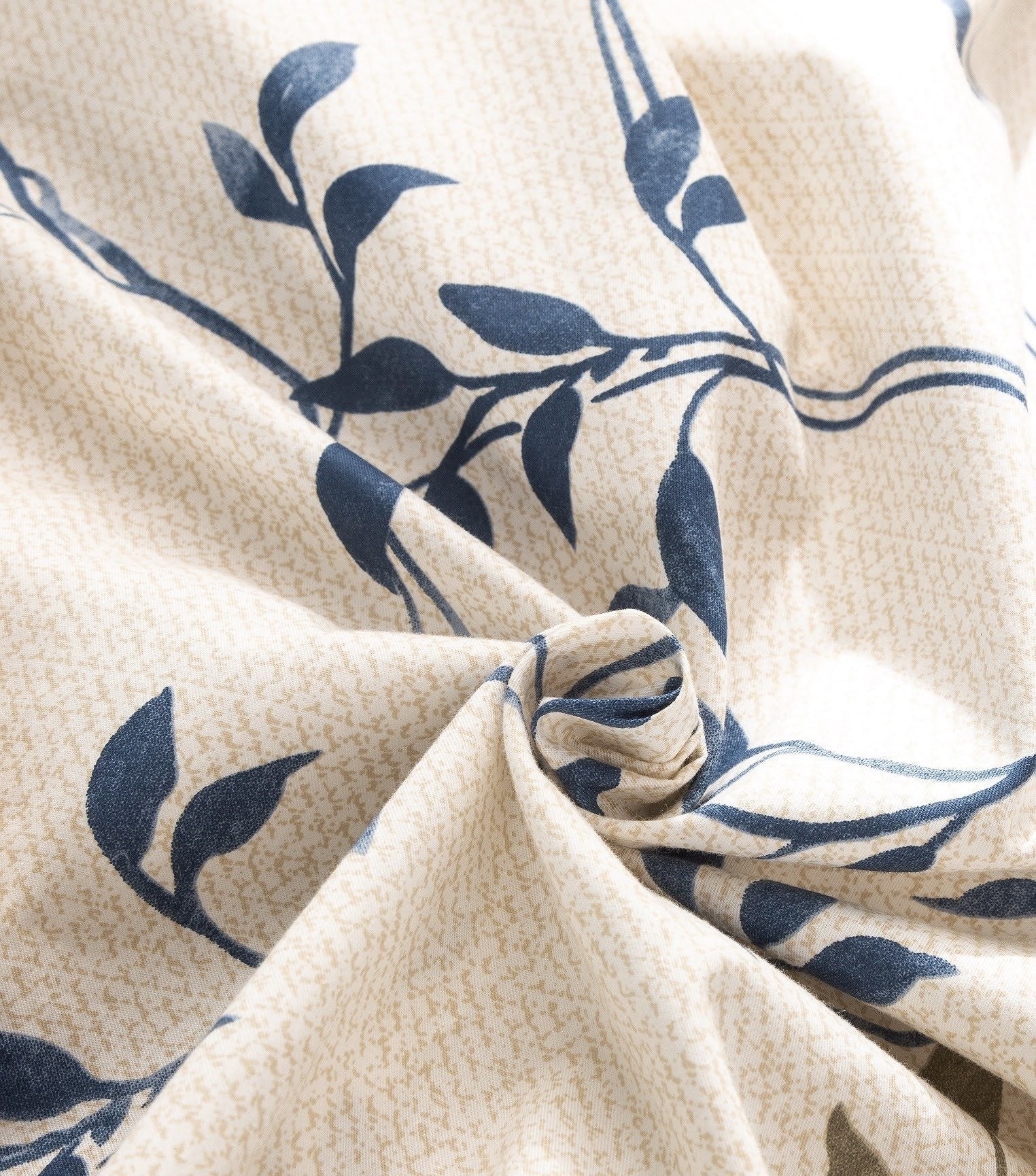 Tache Poplin Cotton Elegant Leaf Vine Cream Beige Fitted Sheet / Flat Sheet (JHW-842) - - Bed Sheet