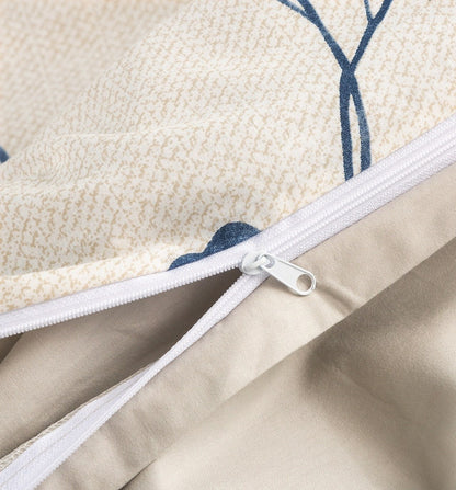 Tache Poplin Cotton Elegant Leaf Vine Cream Beige Duvet Cover (JHW-842) - - Duvet Cover
