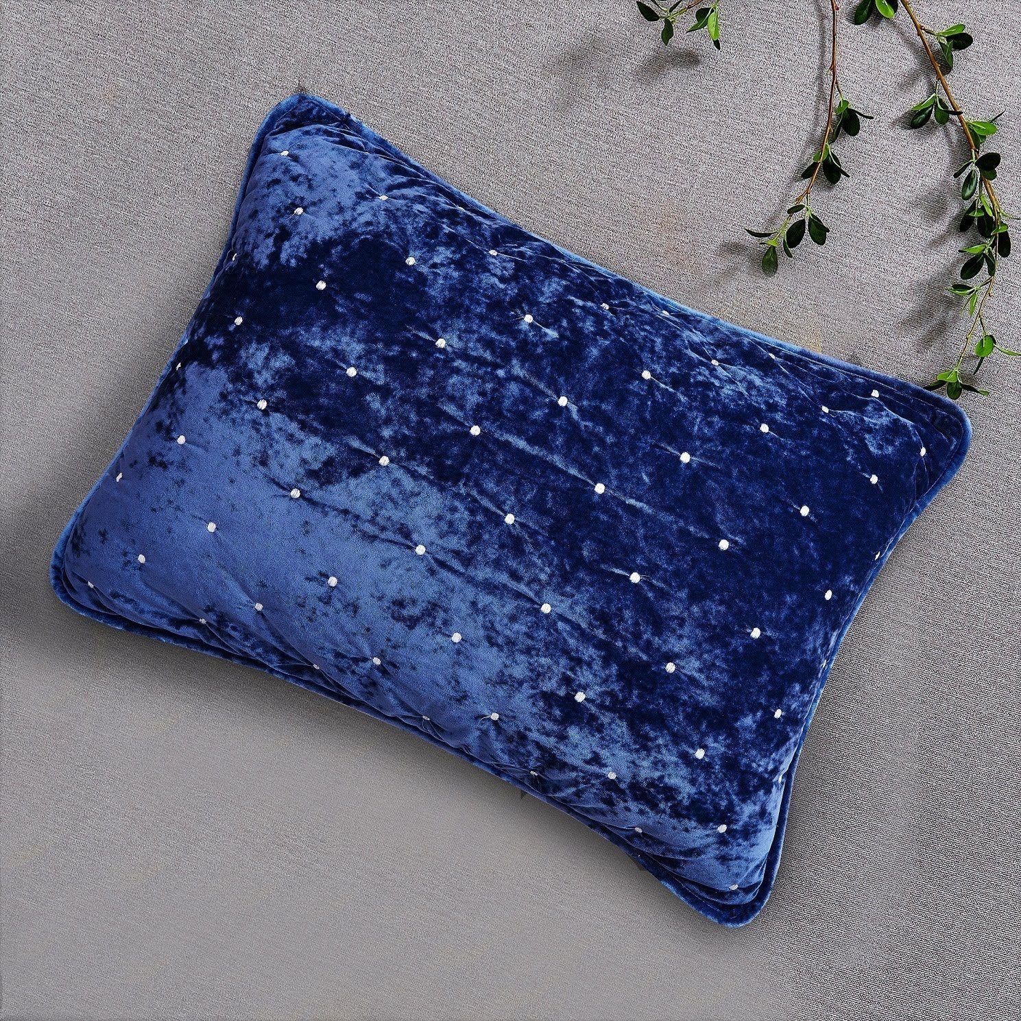 Tache Velvet Dreams Dark Blue Plush Diamond Tufted Pillow Sham (JHW-853DB) - - Pillow Sham