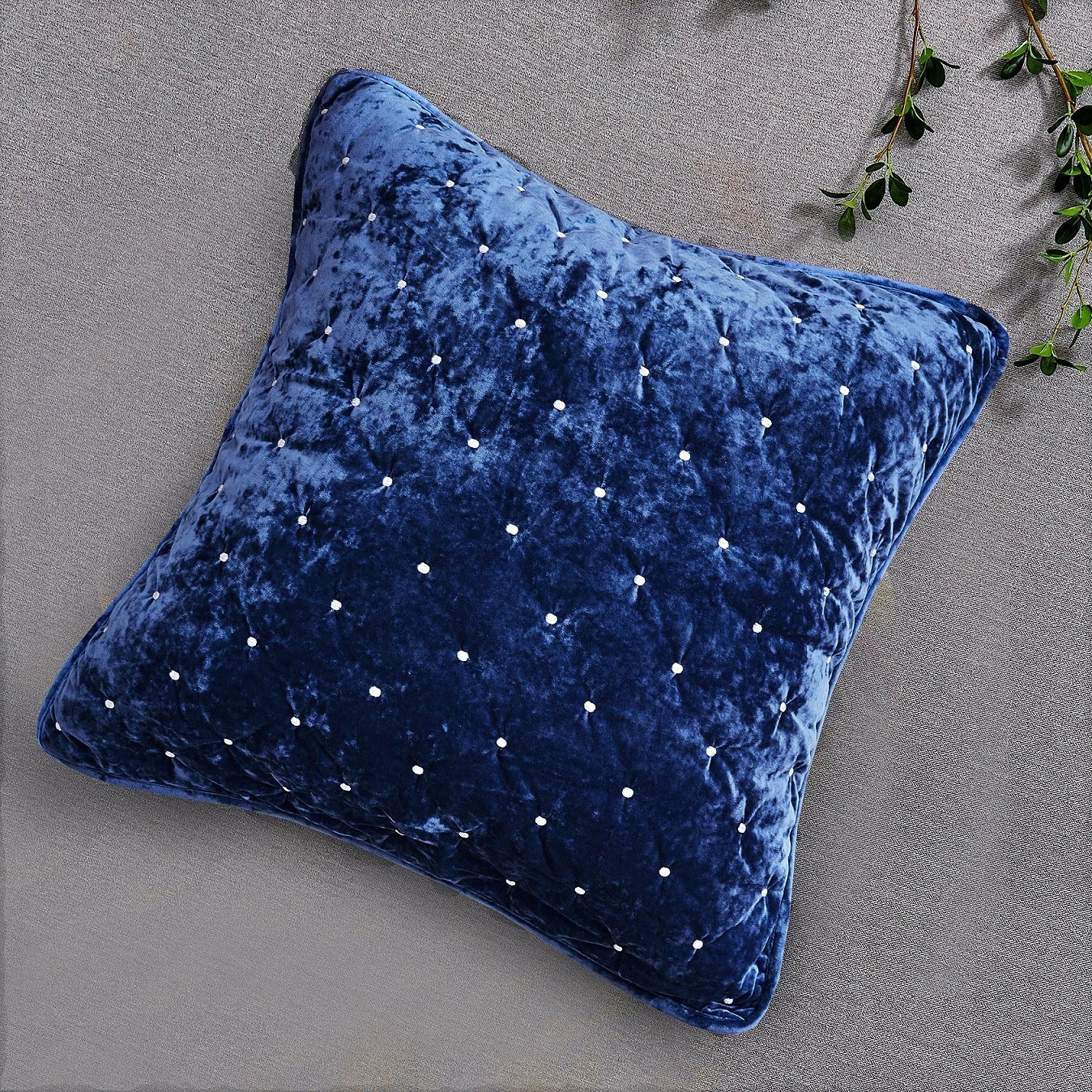 Tache Velvet Dreams Dark Blue Plush Diamond Tufted Cushion Covers / Euro Sham (JHW-853DB) - - Euro Sham / Cushion Cover