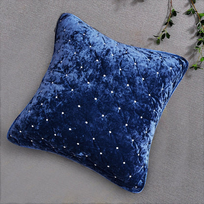 Tache Velvet Dreams Dark Blue Plush Diamond Tufted Cushion Covers / Euro Sham (JHW-853DB) - - Euro Sham / Cushion Cover