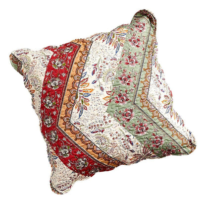 DaDa Bedding Bohemian Cranberry Sage Chevron Floral Euro Pillow Sham Cover, 26" x 26" (JHW924) - - Throw Pillow Covers