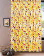 DaDa Bedding Set of 2 Radiant Sunshine Yellow Floral Window Curtain Panels - Natural Semi Sheer Hummingbirds Farmhouse Red Flowers Straight Tailored Edge - 54" x 95" - Curtains