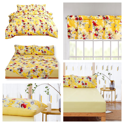 DaDa Bedding Yellow Hummingbird Duvet Cover, Sheets & Valance Set - - Duvet Covers