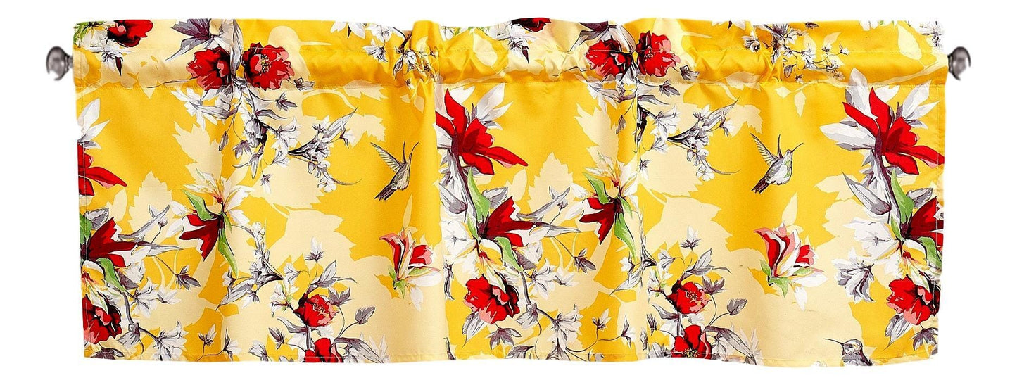 DaDa Bedding Floral Sunshine Yellow Hummingbirds Window Curtain Valance - 18" x 52" (JHW-925) - - Valance