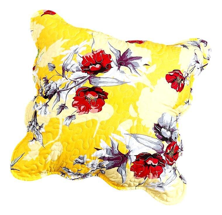 DaDa Bedding Set of 2 Sunshine Yellow Hummingbirds Floral Scalloped Throw Pillow Covers, 18" (JHW925) - - Cushion Cover