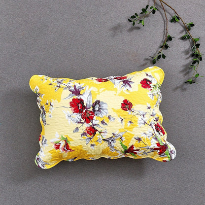 DaDa Bedding Radiant Sunshine Yellow Hummingbirds Floral Scalloped Bedspread Set (JHW-925)- DaDalogy Bedding Collection- {{Product type}}