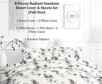 DaDa Bedding Yellow Hummingbird Duvet Cover, Sheets & Valance Set - Full - Duvet Covers