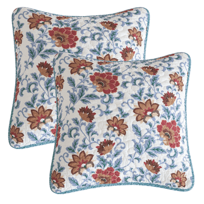 Tache Cotton Floral Jacobean Blue White Old World Garden Cushion Covers 2-Pieces (JHW-936) - 18 x 18 | 2-pack - Euro Sham / Cushion Cover