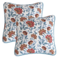 Tache Cotton Floral Jacobean Blue White Old World Garden Cushion Covers 2-Pieces (JHW-936) - 18 x 18 | 2-pack - Euro Sham / Cushion Cover