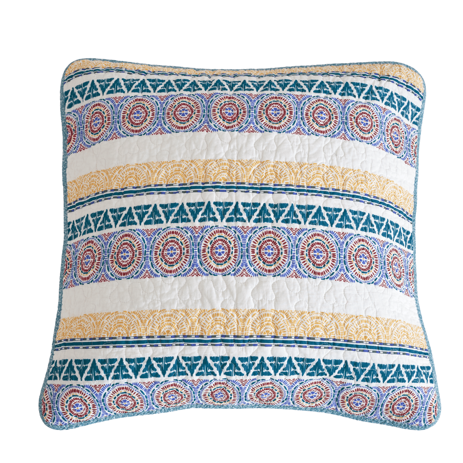 Tache Cotton Patchwork Blue Yellow Old World Hummingbirds Garden Euro Sham (JHW-936) - - Euro Sham / Cushion Cover