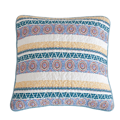 Tache Cotton Patchwork Blue Yellow Old World Hummingbirds Garden Euro Sham (JHW-936) - - Euro Sham / Cushion Cover