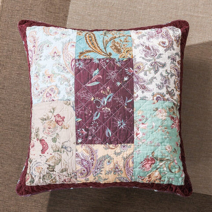 DaDa Bedding Patchwork Burgundy Red Velvet Floral Euro Pillow Cover, 26" x 26" (JHW-868) - - Throw Pillow Covers