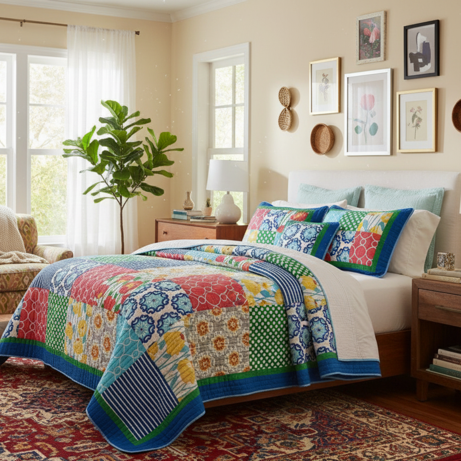 Tache Cotton Dreamy Meadow Patchwork Floral Quilt Set (JHW-568) - - Quilt / Bedspread