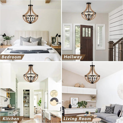 Solid Wood Height Adjustable Ceiling Light - Kia Day Design