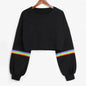 Rainbow Striped Crop Hoodie for Women - Kia Day Design