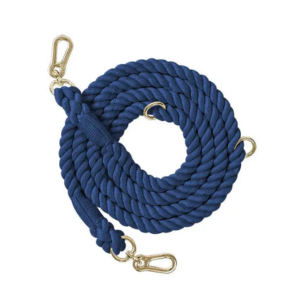 Braided Cotton Rope Dog Leash Dark Blue Small