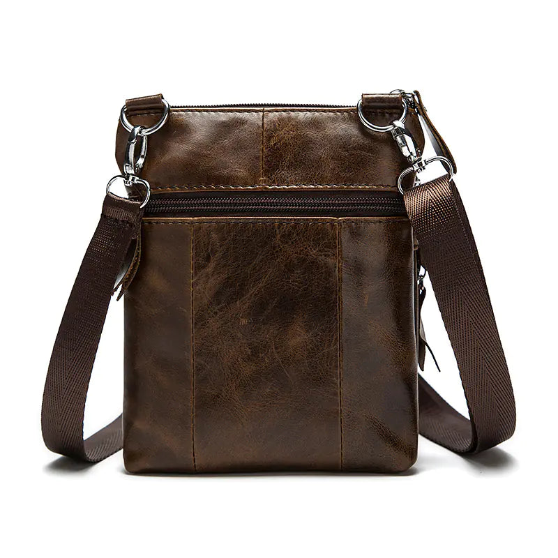 Genuine Leather Zipper Crossbody Shoulder Bag