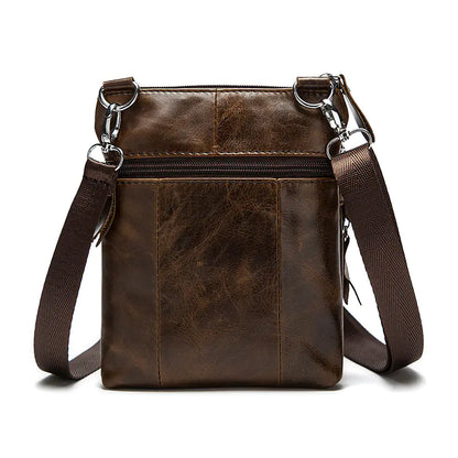 Genuine Leather Zipper Crossbody Shoulder Bag