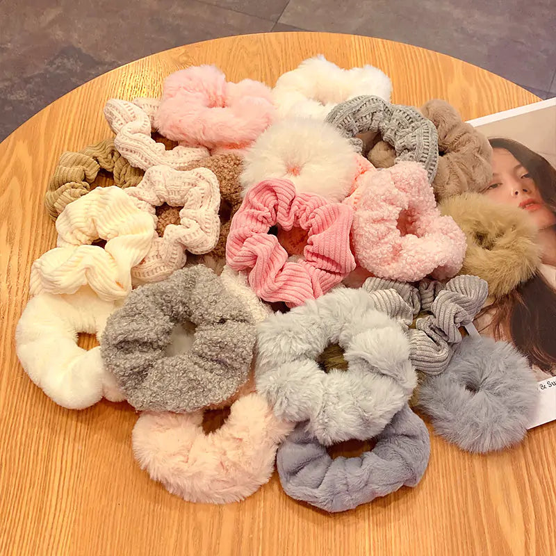 Velvet Solid Color Hair Scrunchies Set