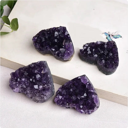 Natural Heart-Shaped Uruguay Amethyst Cluster - - crystal