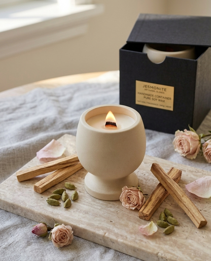 Jesmonite Pedestal Candle - - candles