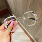 Vintage Rimless Rhinestone Sunglasses Clear one