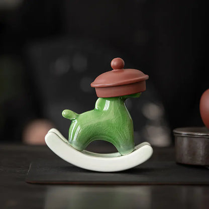Ceramic Green Horse Tea Pet Decorative Figurine - Kia Day Design