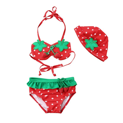 Baby Girl Strawberry Printed Bikini Red 4T