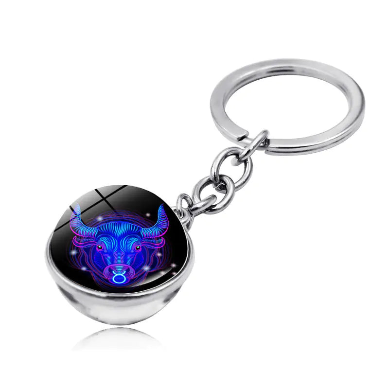 Zodiac Gemstone Double-Sided Glass Keychain - Taurus - keychain