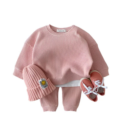 Baby Cotton Knitting Clothing Sets Pink 6-12M