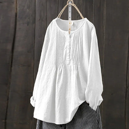 Vintage Style Solid Cotton Linen Top - Kia Day Design
