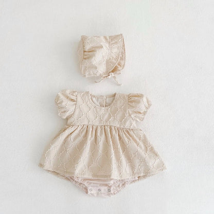 Bubble Short Sleeve Infant Dress light beige