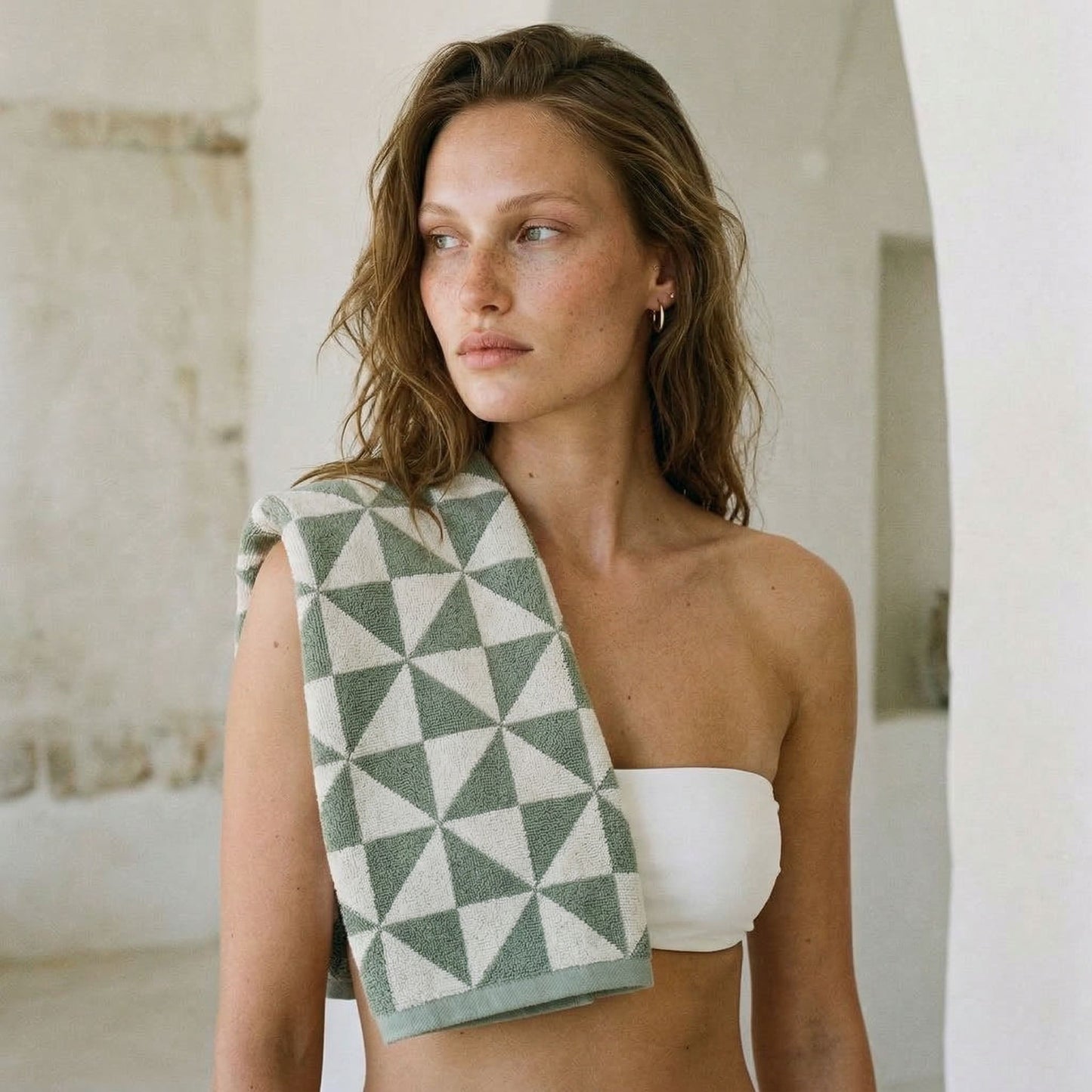 Umbra Australian Cotton Towels - Sage & Ecru Hand Towels (Set of 2) - Home - Bath