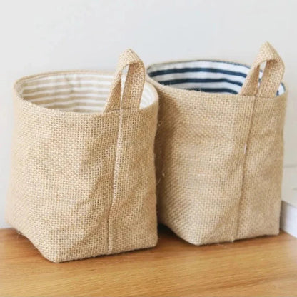 Cotton Linen Storage Basket Hanging Pocket Jute Bag Kia Day Design