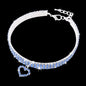 Heart-Shaped Rhinestone Pet Collar Blue Large