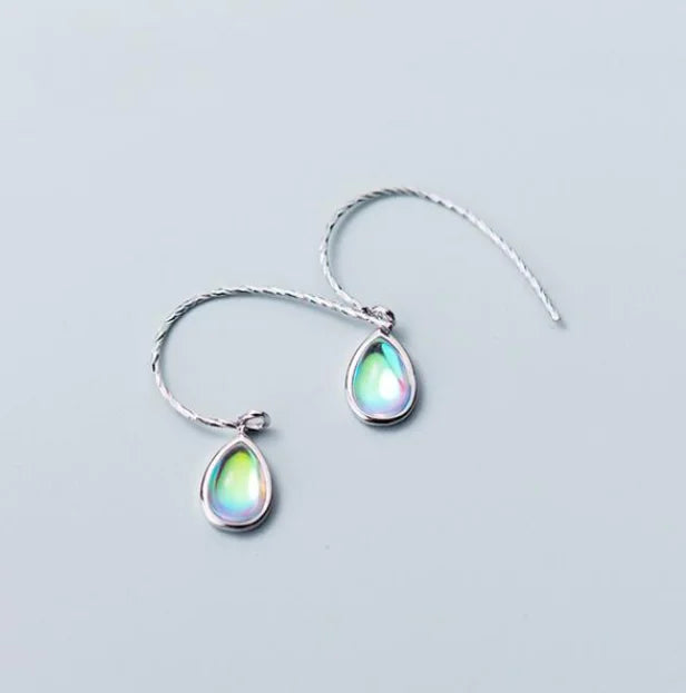 Sterling Silver Waterdrop Gradient Glass Earrings - Kia Day Design