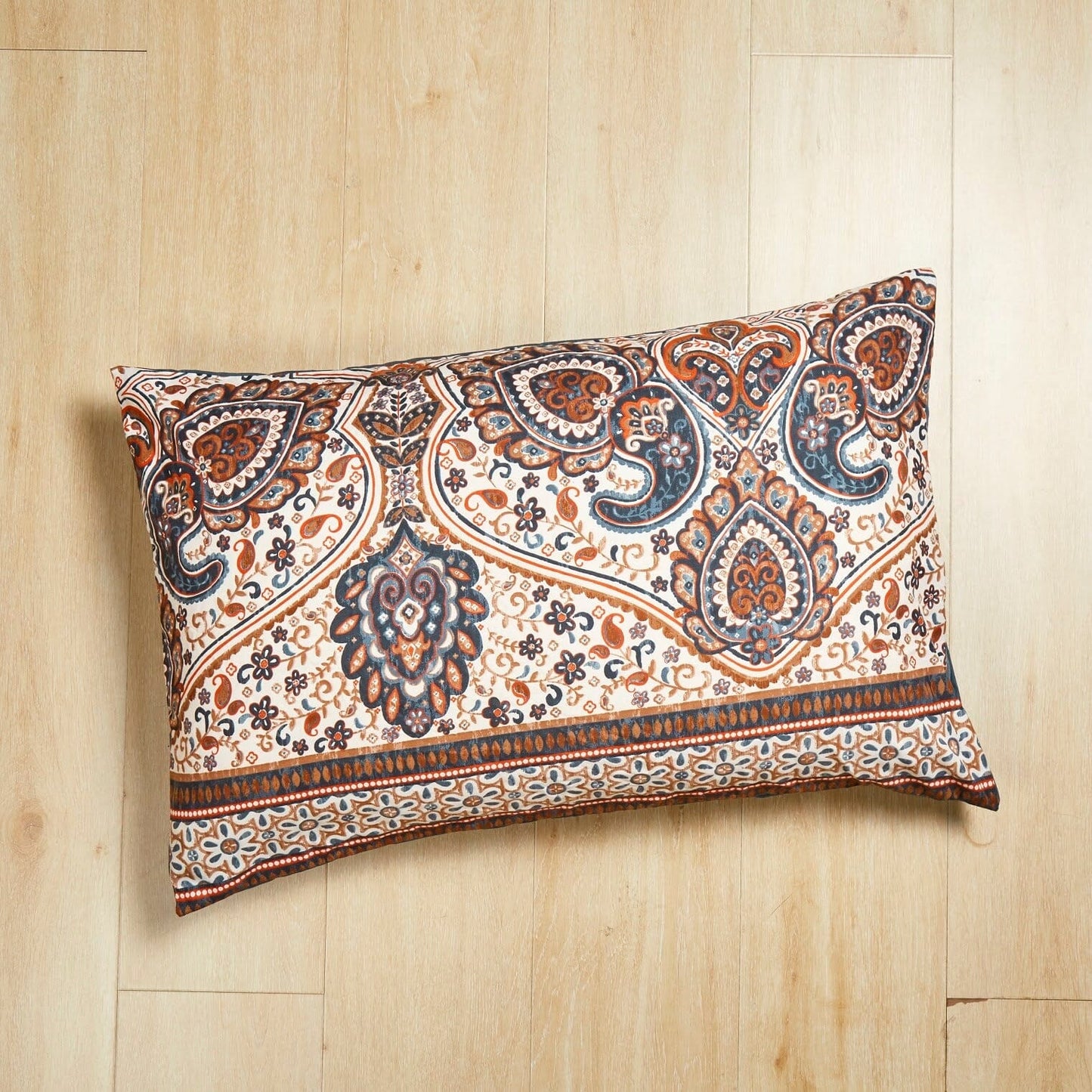 Tache Rustic Paisley Mandala Palace Teal Orange Ivory Pillowcases (KF174) - - Pillowcase