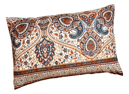 Tache Rustic Paisley Mandala Palace Teal Orange Ivory Pillowcases (KF174) - - Pillowcase