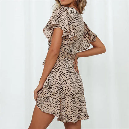 Summer V-Neck Ruffle Womens Dress - Kia Day Design