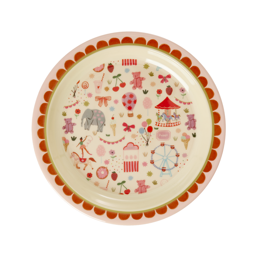 Melamine Kids Plate - Fun Fair Pink Print - - - Kids