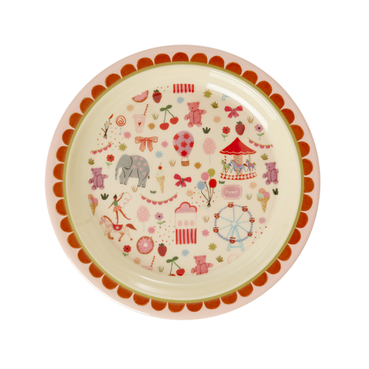 Melamine Kids Plate - Fun Fair Pink Print - - Kids