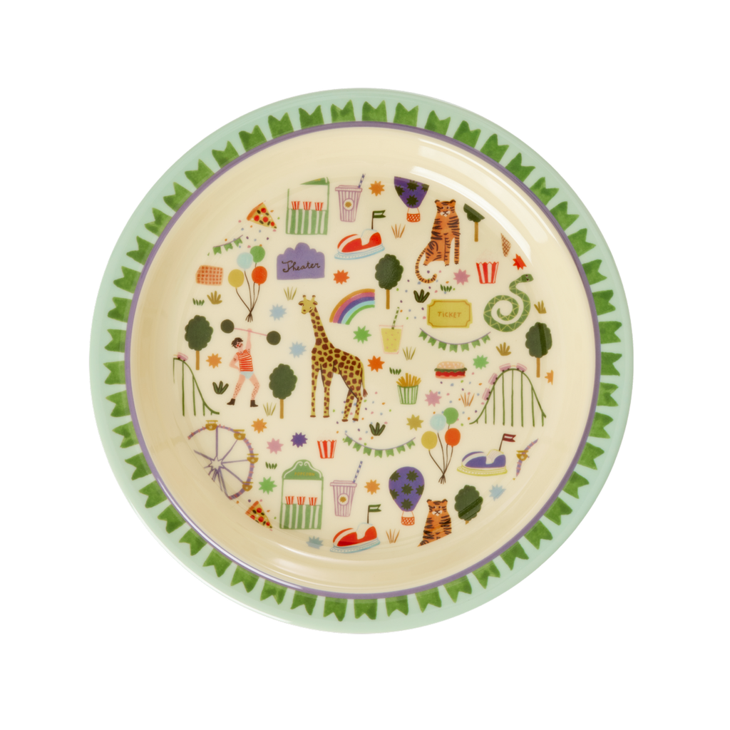 Melamine Kids Plate - Fun Fair Mint Print - - - Kids