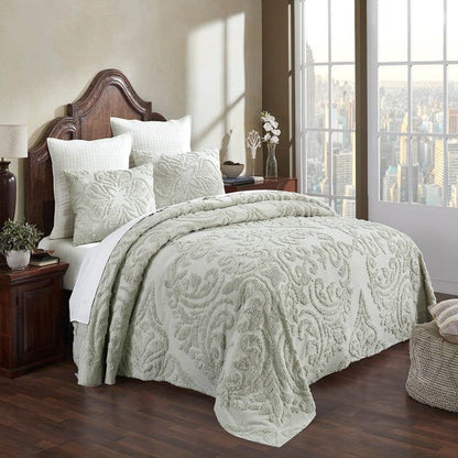 King Size 100-Percent Cotton Chenille 3-Piece Coverlet Bedspread Set in Sage- HomePacific- {{Product type}}